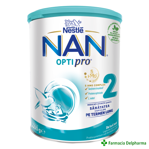 Lapte praf NAN OPTI Pro 2 6 luni+ x 400 g, Nestle