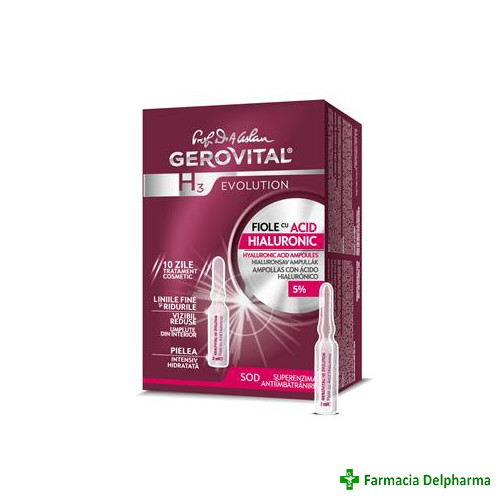 Fiole cu Acid Hialuronic 5% Gerovital H3 Evolution 10 x 2 ml 229, Farmec