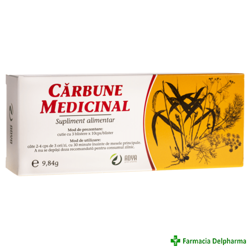 Carbune medicinal x 30 caps., Adya