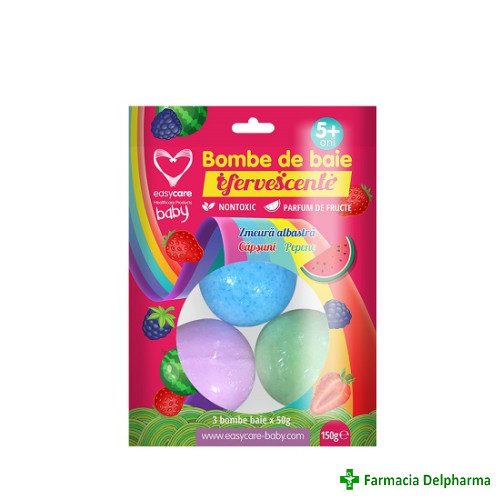 Bombe de baie efervescente pentru copii Parfum de Fructe x 3 buc., Easycare Baby