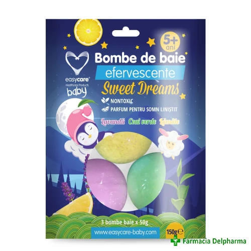 Bombe de baie efervescente pentru copii Sweet Dreams x 3 buc., Easycare Baby