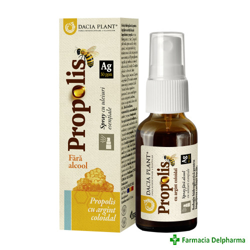 Propolis cu Argint coloidal spray fara alcool x 20 ml, Dacia Plant