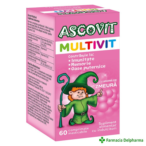Ascovit Multivit aroma Zmeura x 60 compr., Perrigo