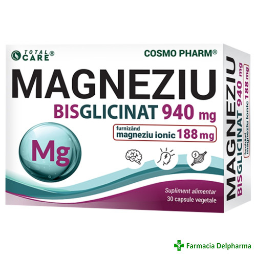 Magneziu Bisglicinat 940 mg Total Care x 30 caps., Cosmopharm