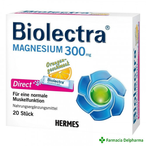 Biolectra Magneziu Direct aroma portocale 300 mg x 20 plicuri, Hermes Arzneimittel