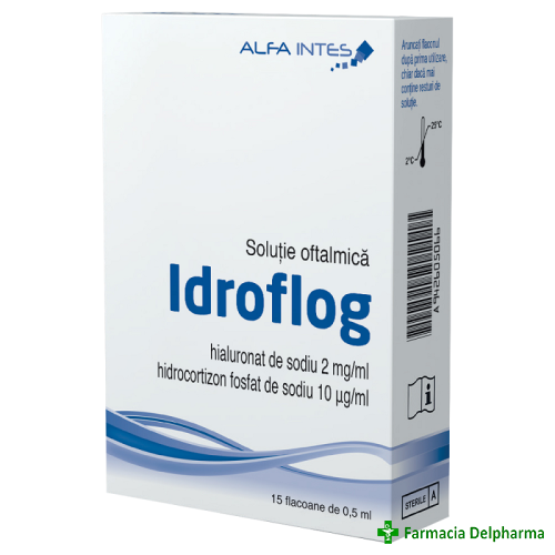 Idroflog solutie oftalmica 15 monodoze x 0.5 ml, Alfa Intes