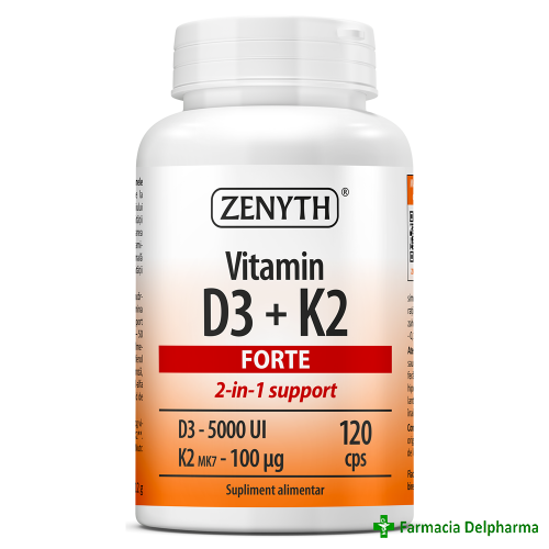 Vitamina D3 + K2 Forte x 120 caps., Zenyth