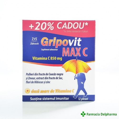 Gripovit Max C x 12 plicuri (20% cadou), Zdrovit