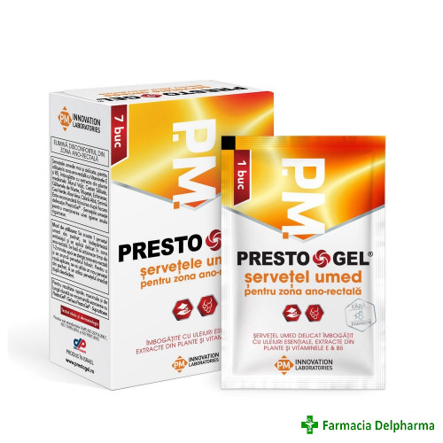 Prestogel servetele umede x 7 buc., P.M. Innovation Laboratories