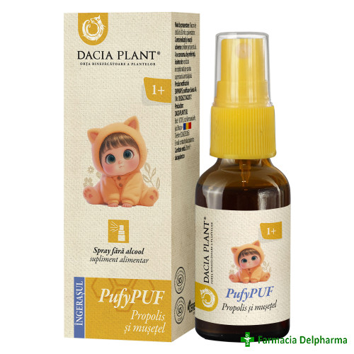 PufyPuf Propolis si Musetel spray fara alcool Ingerasul x 20 ml, Dacia Plant