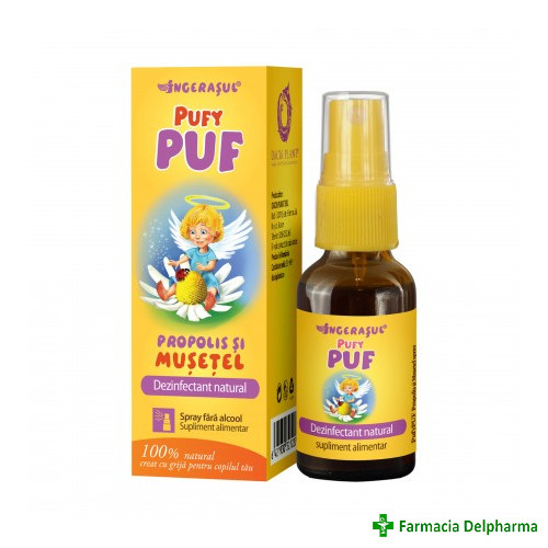 PufyPuf Propolis si Musetel spray fara alcool Ingerasul x 20 ml, Dacia Plant