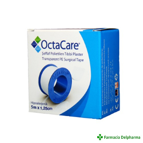 Banda adeziva suport plastic 1.25 cm x 5 m x 1 buc., OctaCare