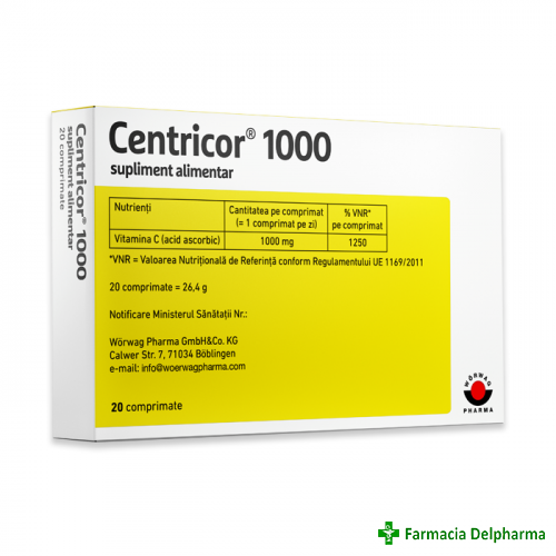 Centricor 1000 mg (Vitamina C) x 20 compr., Worwag Pharma