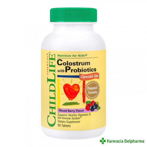Colostrum cu probiotice ChildLife Essentials x 90 compr. mast., Secom