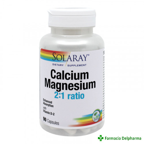 Calciu + Magneziu + Vitamina D Solaray x 90 caps., Secom