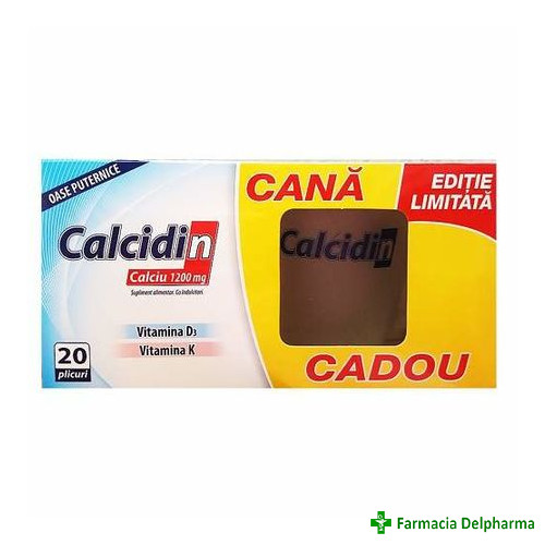 Calcidin Calciu x 20 plicuri + cana cadou, Zdrovit
