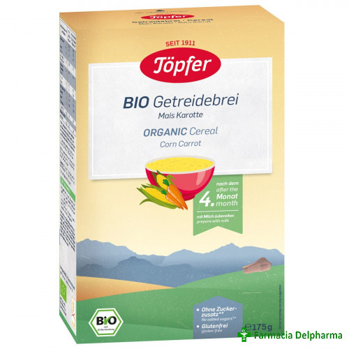 Cereale Topfer Bio cu porumb si morcov (4+) x 175 g, Topfer