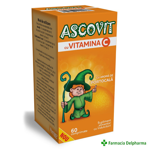 Ascovit cu Vitamina C aroma Portocale 100 mg x 60 compr., Perrigo