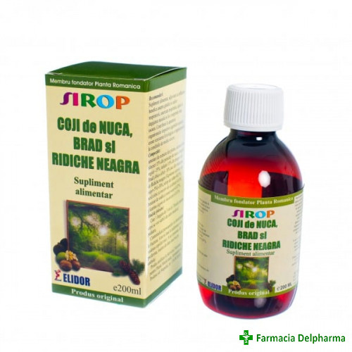 Sirop Coji de Nuca + Brad + Ridiche Neagra x  200 ml, Elidor