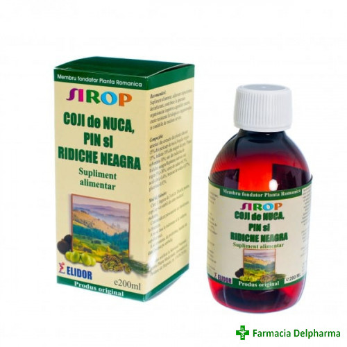 Sirop Coji de Nuca + Pin + Ridiche Neagra x 200 ml, Elidor