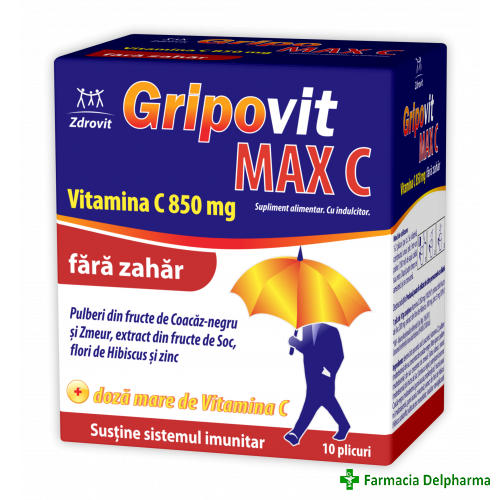 Gripovit Max C fara zahar x 10 plicuri, Zdrovit