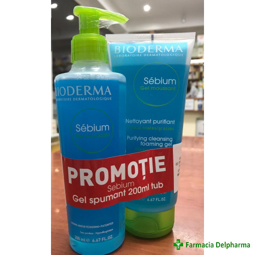 Sebium Gel spumant x 200 ml + Sebium Gel spumant tub x 200 ml, Bioderma