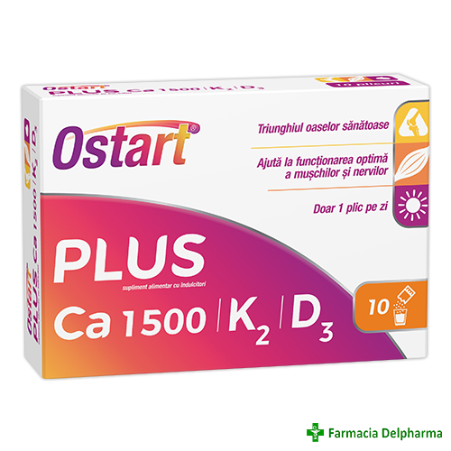 Ostart plus ca 1500mg + vit. k2 + vit. d3 x 10 plicuri