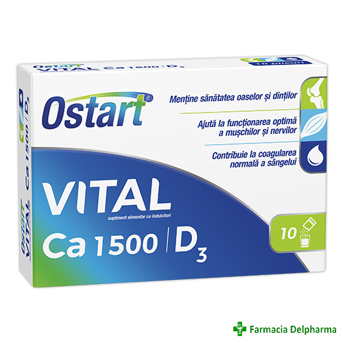 Ostart Vital Calciu 1500mg + Vitamina D3 x 10 plicuri, Fiterman