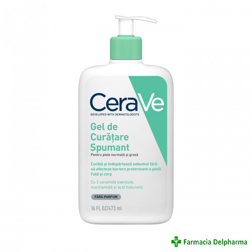 Gel curatare spumant piele normala/grasa x 473 ml, CeraVe