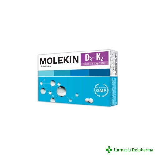 Molekin Vitamina D3 2000UI + Vitamina K2 75 mcg x 30 compr., Zdrovit