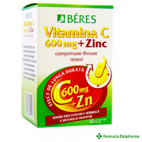 Vitamina C 600mg + Zinc x 60 compr. film., Beres Pharmaceuticals