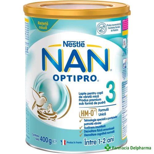 Lapte NAN 3 Optipro x 400 g, Nestle