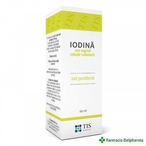 Iodina 10% solutie cutanata x 60 ml, Tis Farmaceutic