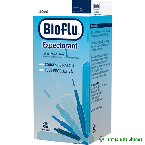 BioFlu Expectorant sirop x 100 ml, Biofarm