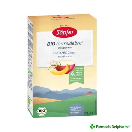 Cereale Topfer Bio orez cu banane (4+) x 175 g, Topfer