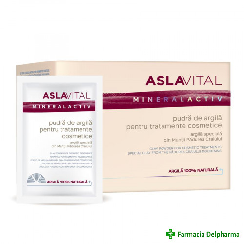 Argila pudra tratamente cosmetice Aslavital Mineralactiv x 10 plicuri 159, Farmec