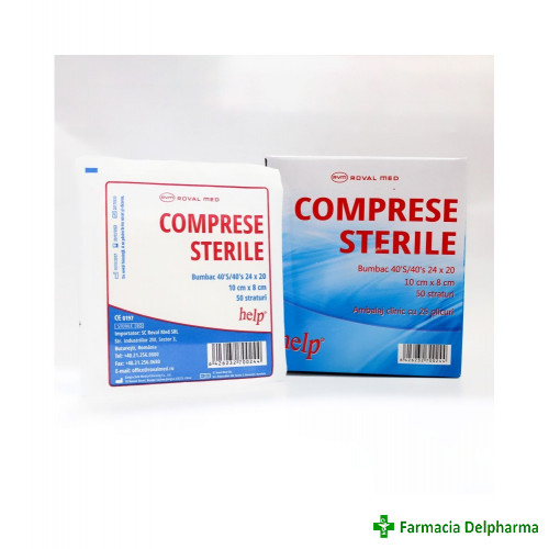 Comprese sterile Help 10 x 8 cm x 1 buc., Roval Med